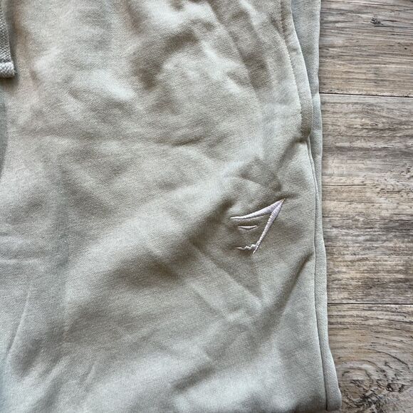 Gymshark CREST Joggers Men’s Small Beige with Logo Slim Fit White Athletic Gym - Picture 6 of 10